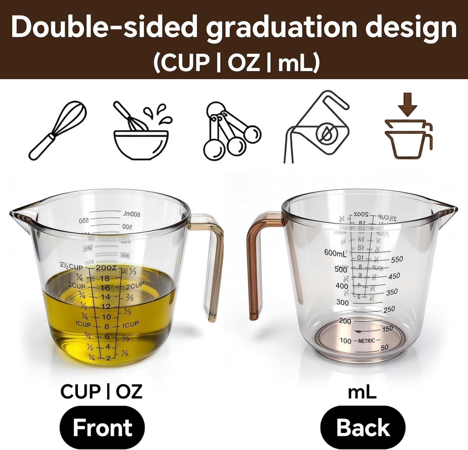 measuring-cups-set-3pcs-with-pour-spout-handle-multi-scale-cup-oz-ml-stackable-liquid-dry-plastic-measuring-tools-for-baking-cooking-essential-kitchen-gadgets-coffee-brown