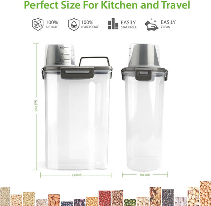 Rice Airtight Storage Container, 3 to 5Lbs Cereal Dry Food Flour Bin, Pet Dog Cat Food Dispenser with Measuring Cup, BPA Free Clear Plastic Kitchen and Pantry Organization Bin for Sugar4