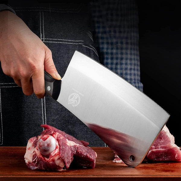 Chinese Meat Cleaver, 7“ Bone Knife, Full Tang Wengewood Handle, Heavy Duty Chopping Knife for Home & Professional Kitchen5