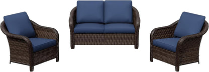 3 Piece Patio Furniture Set, Wicker Outdoor Conversation Set9
