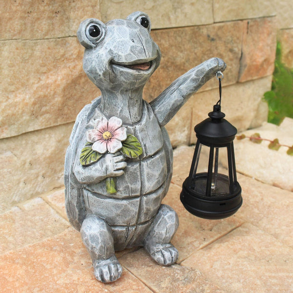 Solar Garden Outdoor Statues Turtle with Lights Resin Statue with Solar Lantern, Decorative Lawn(Turtle 2)8