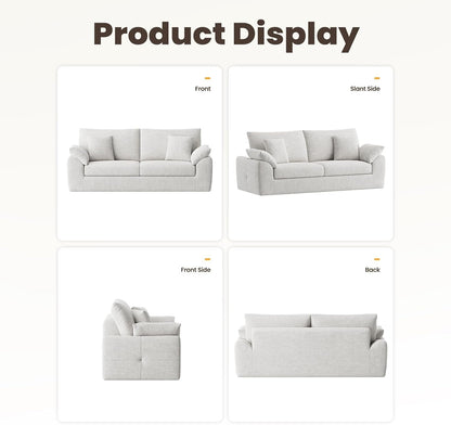 89.8" Cloud Boneless Sofa, Loveseat Couches with 4 Pillows, Modern Living Room 2 Seater Sofa for Small Space, Apartment, No Assembly, Beige7