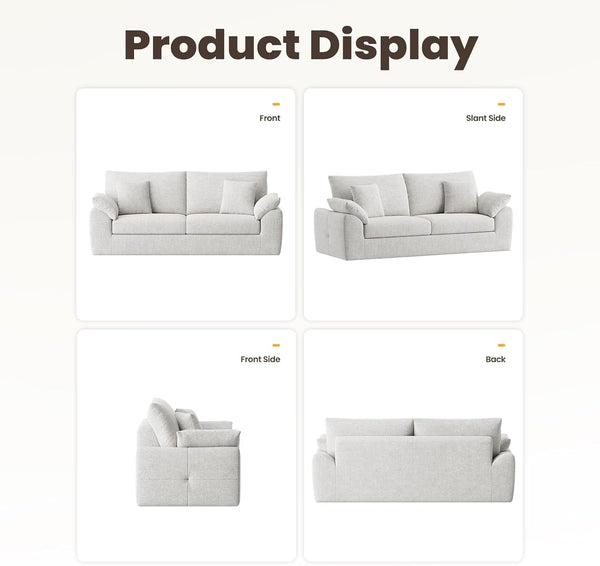 89.8" Cloud Boneless Sofa, Loveseat Couches with 4 Pillows, Modern Living Room 2 Seater Sofa for Small Space, Apartment, No Assembly, Beige7