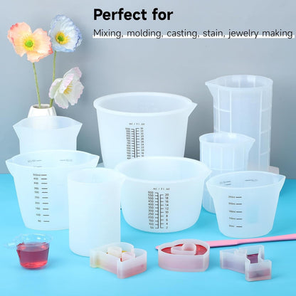 450Ml Large Silicone Measuring Cups, 15OZ Reusable Squeeze and Pour Resin Cups for Epoxy, Casting Molds, Slime, Craft Art Projects, Cup Making, Waxing, 2 Packs7