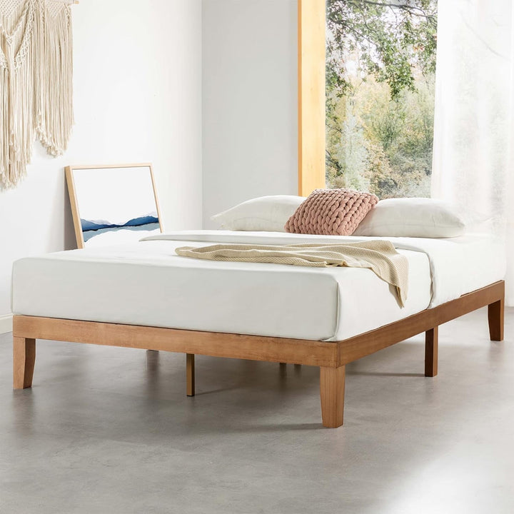 Naturalista Classic - 12 Inch Solid Wood Platform Bed with Wooden Slats, No Box Spring Needed, Easy Assembly, Full, Natural Pine