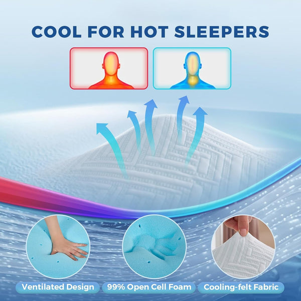 Twin XL Mattress Topper College Dorm, 3 Inch Memory Foam Cooling Gel Bed Foam Mattress Topper for Pain Relief, Dorm Room Essential, Washable Cover, Non-Slip Elastic Band, Certipur-Us4