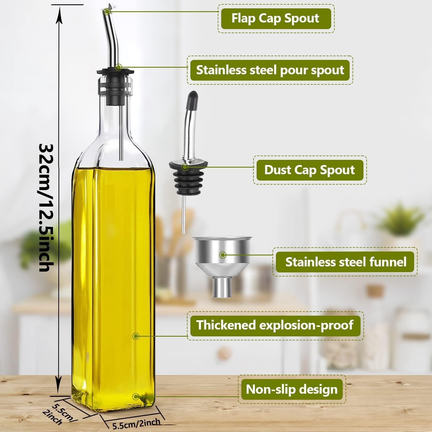 olive-oil-dispenser-17oz-500ml-square-tall-glass-container-with-2-stainless-steel-pourers-2-labels-1-brush-and-1-funnel-for-kitchen