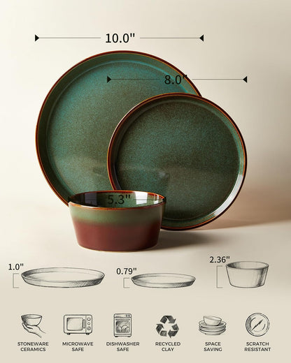 Ceramic Plates and Bowls Sets for 4, 12Pcs Dinnerware Sets, Dish Set2