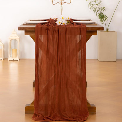 Fall Table Runner Terracotta Cheesecloth Boho Wedding Birthday Party3