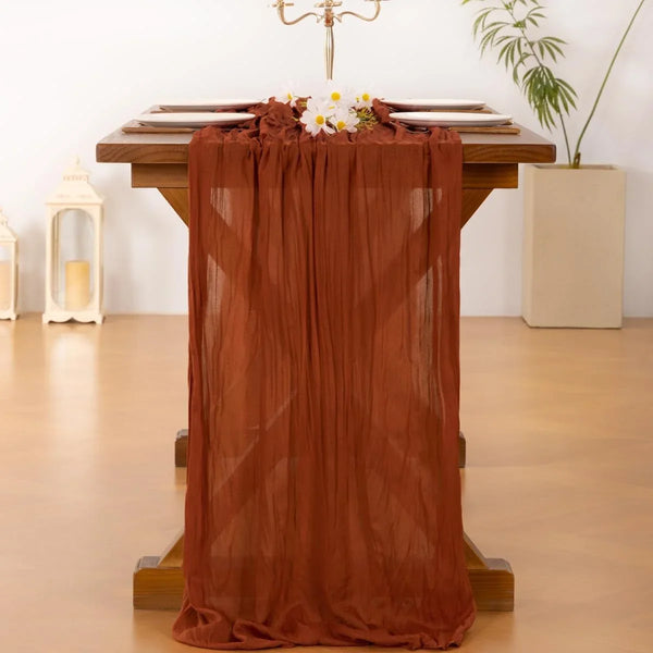 Fall Table Runner Terracotta Cheesecloth Boho Wedding Birthday Party3