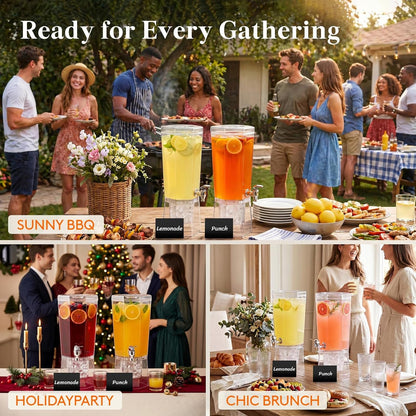 1 Gallon Drink Dispenser for Party with Leak-Proof Spigot, 2 Pcs | BPA Free Plastic, Removable Stand for Fridge Storage, Beverage Container for Juice/Tea/Lemonade Stand, Soda & Mimosa Bar9