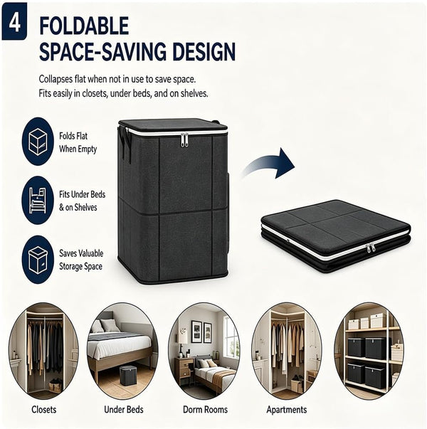 210L XXL Foldable Storage Bag with Reinforced Handles - Upgraded Large Capacity Spacious Moving Storage Bin, Zippered Fabric Giant Storage Bags for Quilts Bedding Sweaters, Moving Day, 3, XXL-210L6