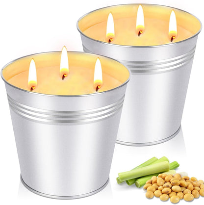 Citronella Candles Outdoor - Large 34Oz Citronella Candle for Patio up to 200 Hours Burning, 3-Wick Summer Outdoor Candles Bulk for Home,2Pcs Soy Wax Candle for Garden Camping Party Yard Balcony1