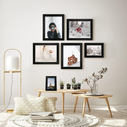 8X10 Picture Frame Set of 4, Black Wooden Frame with High Definition Glass, 8 X 10 Photo Frames for Tabletop Display and Wall Mounting2