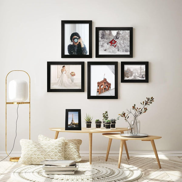 8X10 Picture Frame Set of 4, Black Wooden Frame with High Definition Glass, 8 X 10 Photo Frames for Tabletop Display and Wall Mounting2