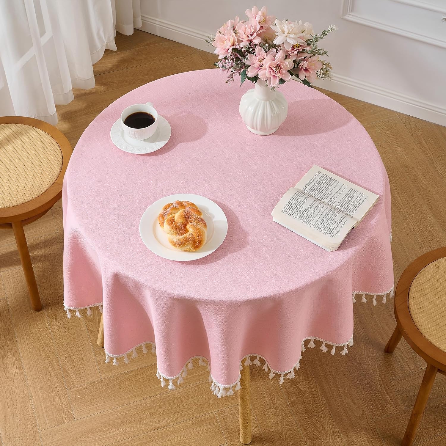 pink-round-tablecloth-55-inch-linen-style-fabric