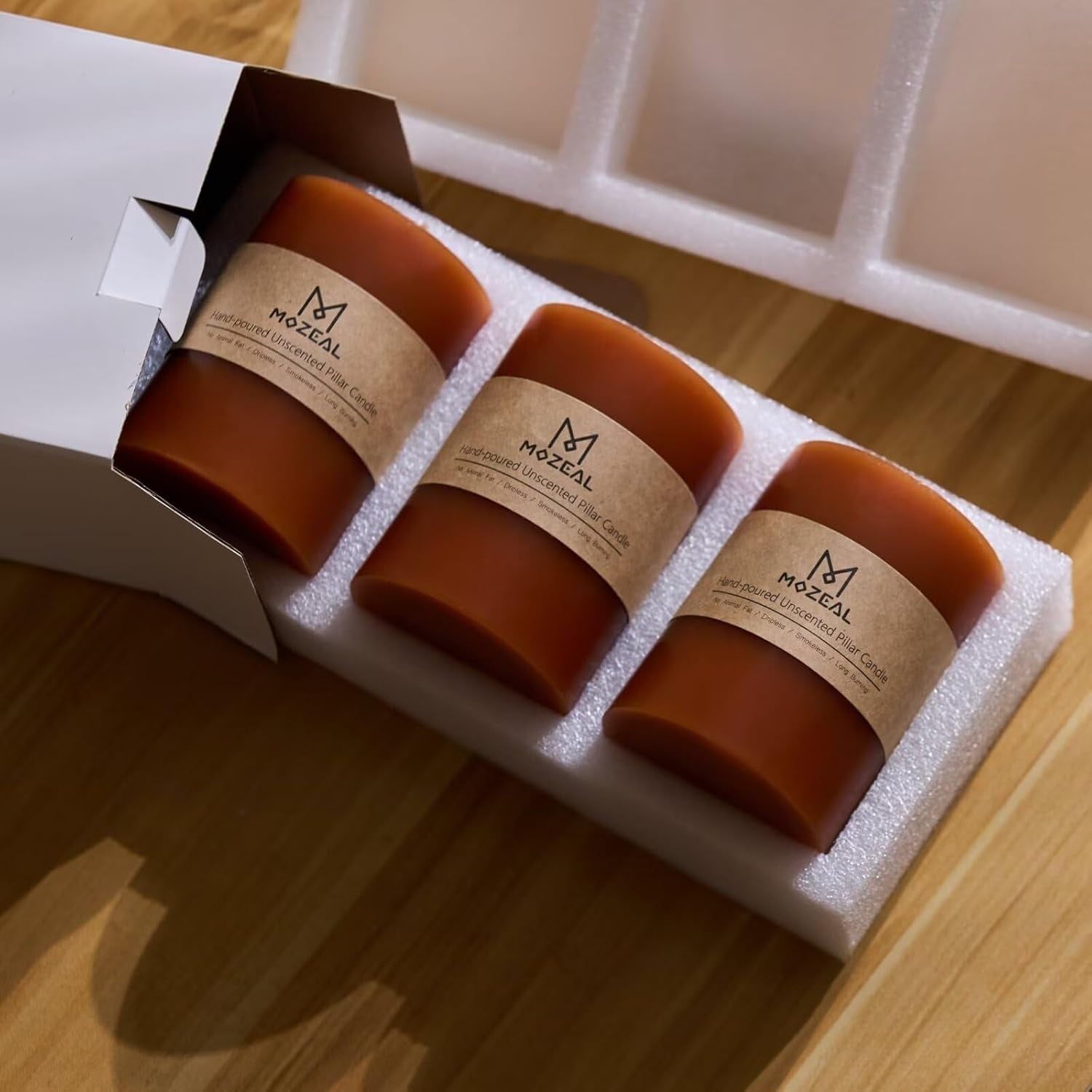 3-x-4-hand-poured-unscented-candle-dripless-pillar-candle-set-of-3-long-clean-burning-approx-72-hours-burn-time-rustic-country-style-wedding-autumn-home-decor-burnt-orange