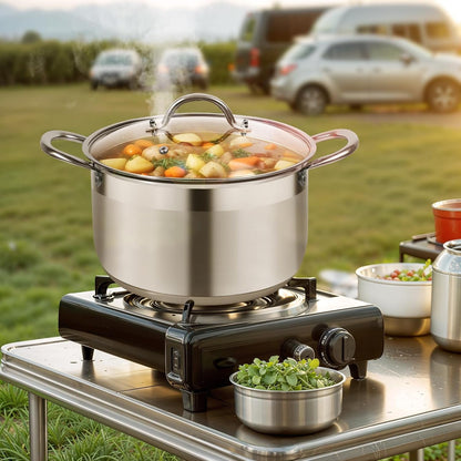 8 Quart Stainless Steel Induction Stock Pot with Visible Lid | Heavy Duty, Even Heat, Thick Nonstick Base, Deep Cookware for Soup Pasta & Spaghetti, Ideal for Canning, Boiling & Simmering5