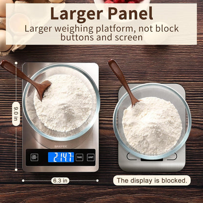 Food Scale, 33Lb Kitchen Scale with 1G Precision, Rechargeable Black | Premium Stainless Steel & Tempered Glass, Splash-Resistant Sturdy Surface, USB-C or Batteries, for Cooking, Baking, Meal Prep3