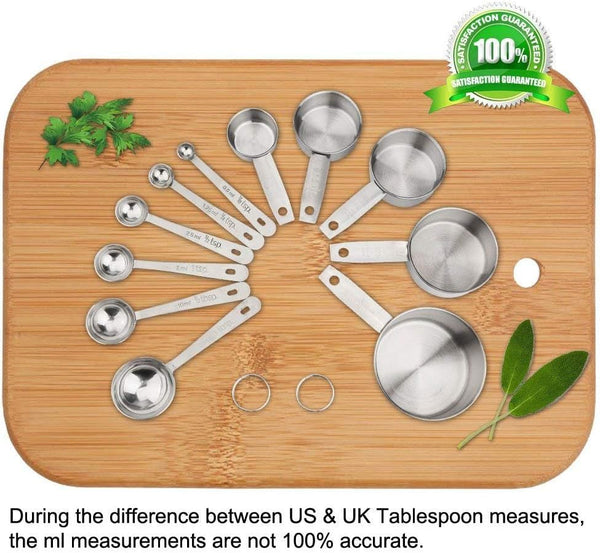 11 Piece Stainless Steel Measuring Spoons Cups Set, Premium Stackable Tablespoons Measuring Set for Gift Dry Liquid Ingredients Cooking Baking3