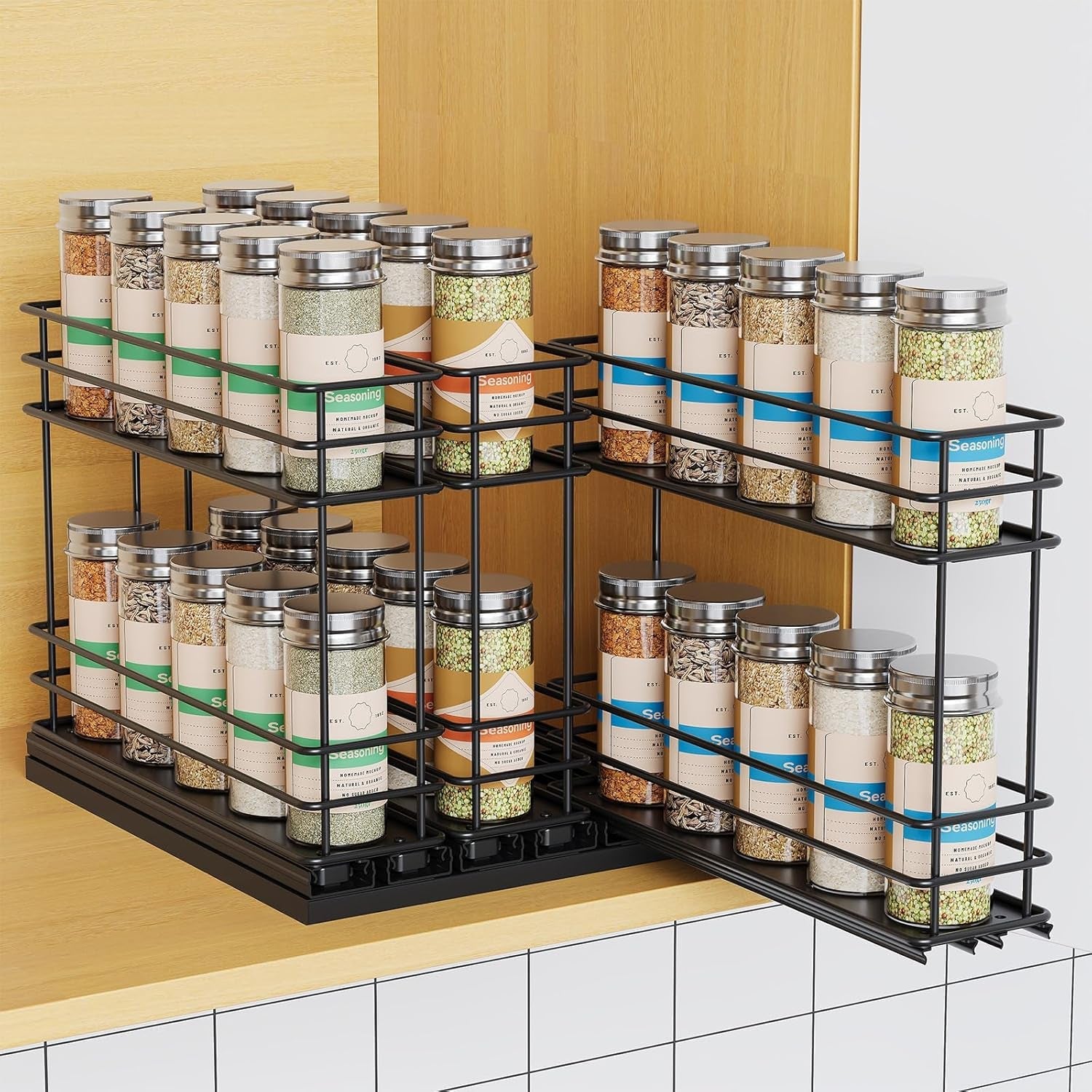 pull-out-spice-rack-organizer-for-cabinet-slide-out-spice-racks-easy-to-install-spice-cabinet-organizers-7-4-wx10-43-dx8-26-h-3-drawers-2-tiersblack