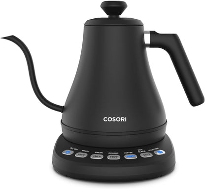 Gooseneck Electric Kettle with Temperature Control, 0.8L, Black | No Plastic Contact with Water, 5 Presets, 60-Min Keep Warm, Pour over Coffee & Tea, Stainless Steel Interior, 1200W1
