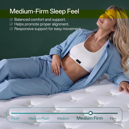King Size Mattress, 12 Inch King Mattress in a Box, Cooling Gel Memory Foam Hybrid Mattress with Pocketed Coils, Medium Firm Feel, Certipur-Us Certified, Pressure Relief, Motion Isolation2