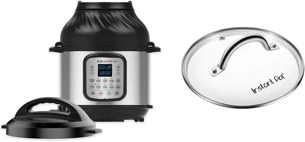 Duo Crisp Pressure Cooker 11 in 1, 8 Qt with Air Fryer, Roast, Bake, Dehydrate and More & Genuine  Tempered Glass Lid, Clear 10 Inch (26 Cm) 8 Quart1