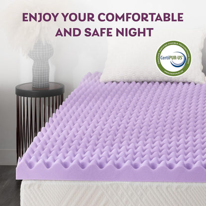 3 Inch Egg Crate Twin Memory Foam Mattress Topper, Cooling Gel Infused Foam Mattress Topper for Pressure Relief, Certipur-Us Certified Twin Bed Topper, Purple, 38"×75" | Lavender Scent Gel Infused Foam Mattress Topper for Pressure Relief, Certipur-Us Certified Twin Bed Topper, Purple, 38"×75"7