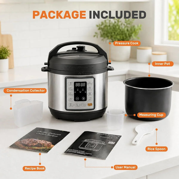 10-In-1 Electric Pressure Cooker, 3QT Stainless Steel Multi-Cooker | Programmable Rice Cooker, Steamer, Black Compact Multi Cooker for Fast Cooking, Food-Grade Ceramic Non-Stick Layer8