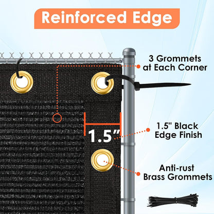 Icover 4X50Ft Privacy Screen Fence, Outdoor Fencing Panels, Garden Windscreen Mesh Shade Sail Net Barrier, Include Reinforced Bindings and Brass Grommets Cable Zip Ties, Black4