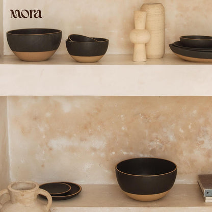 Mega and Giant Bowls Set of 2, 5.5 and 3.5 Qt Ceramic Pottery Mixing Bowls - Microwave and Dishwasher Safe - Liquorice6