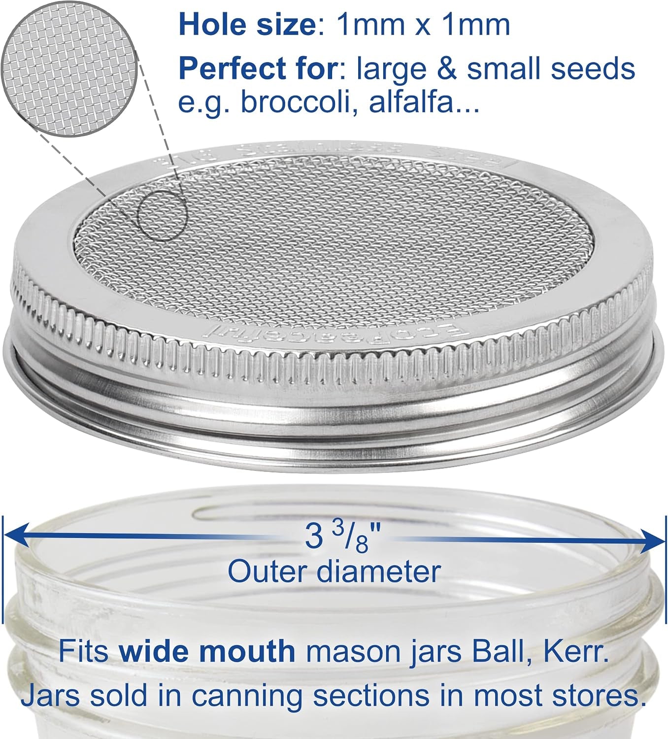 2-pack-one-piece-316-surgical-stainless-steel-sprouting-lids-for-wide-mouth-mason-jar-ball-kerr-one-piece-strainer-mesh-lids-rust-proof