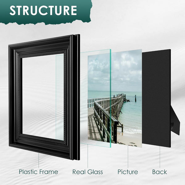 8X10 Picture Frame, Table Top or Wall Mount, Black, 1 Pack5