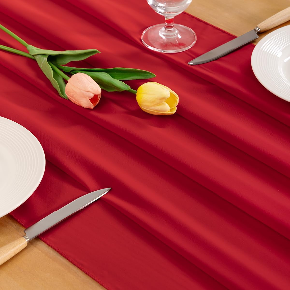 red-chiffon-table-runner-fall-boho-wedding-birthday-party-decor