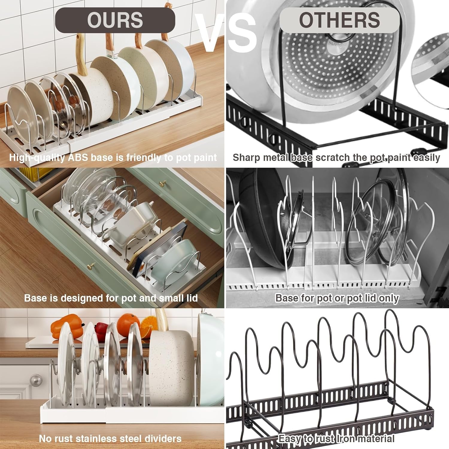 2-pack-expandable-food-storage-container-lid-organizers-22-pots-and-pans-organizer-under-cabinet-with-9-adjustable-dividers-pot-and-pan-lid-holders-rack-inside-cabinetwhite
