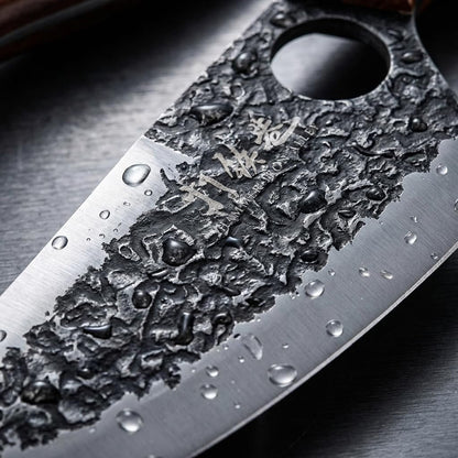 3PCS Butcher Knife Set, 7" Butcher Meat Cleaver, 7" Serbian Chef Knife and 6.5" Viking Knife, Hand Forged Kitchen Knife Set with Plastic Handle, Geat for Home, Camping, BBQ (Unique Finger Hole Design)9