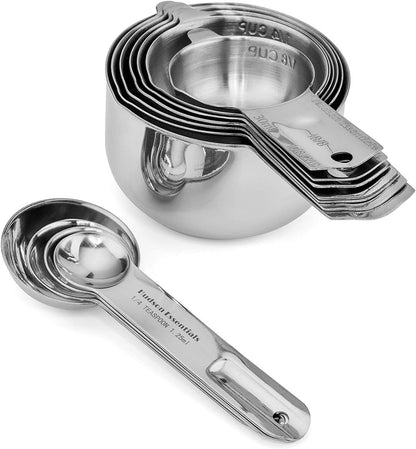 Stainless Steel Measuring Cups and Spoons Set - Stackable Set with Spout (11 Piece Set)7