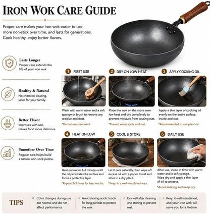 11 Inch Pure Hand-Forged Iron Pot with Hammered Texture | Hand-Forged Uncoated Iron Pot, Works on Gas, Induction, Electric and More; Great for Stir-Fry, Steak, Stews and Daily Meals.9