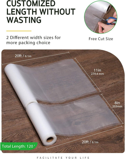 Vacuum Sealer Bags for Food, 3 Rolls 11" X 20' and 3 Rolls 8" X 20'2