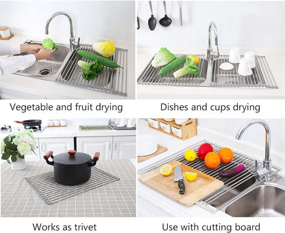 Roll up Dish Drying Rack over Sink, 304 Steel, 17.7X15.5, Grey8