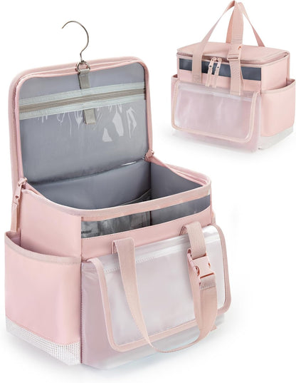 Hanging Shower Caddy Organizer Bag with Quick Dry Mesh, Pink1