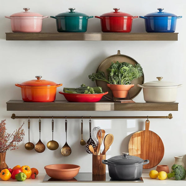 Enameled Cast Iron Dutch Oven - 5.5QT Pot with Wide Handles Lid Cookbook & Cotton Potholders - Heavy-Duty Pre-Seasoned Cookware Oven Safe to 500°F for Braising, Stews, Roasting, Sourdough Baking7