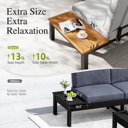 6-Seat Metal Patio Sofa Sectional Set with Gray Cushions7