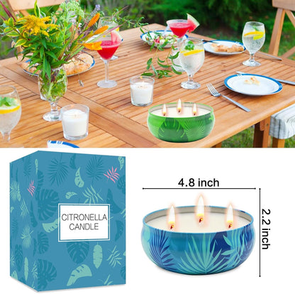 Citronella Candles Outdoor, 12 Oz Large Citronella Candles for Patio 3 Pack, 240-Hour Total Burn Time, Natural Soy Wax Outdoor Candle for Backyard, Deck, Garden, Camping, Summer Parties6