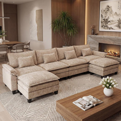 Oversized Modular Sectional Sofa，Khaki：157" U Shaped1