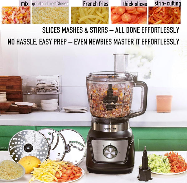 8-Cup Food Processor & Blender Combo, 1000W All-In-One Kitchen Blender for Ice Crushing, Smoothies & Dough, 24Oz To-Go Cup, French Fry Cutter, Dishwasher Safe, Black6