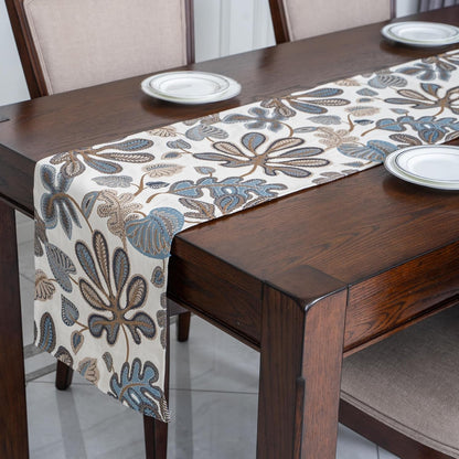 Tropical Leaf Table Runner for Home Decor 13X72 Inches Blue Brown Seasonal Dining Table Decoration Table Linen2
