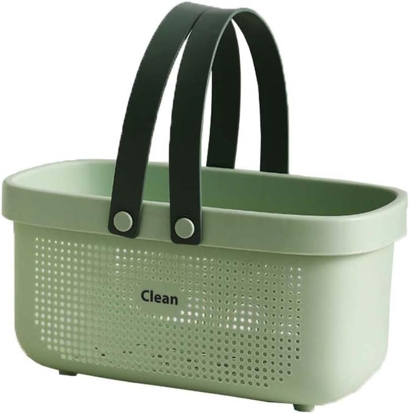 medium-bathroom-caddy-portable-shower-caddy-green-plastic-bathroom-organizer-basket-waterproof-shower-storage-dries-quickly-with-drainage-holes-12-4-6-14-7inch-light-green