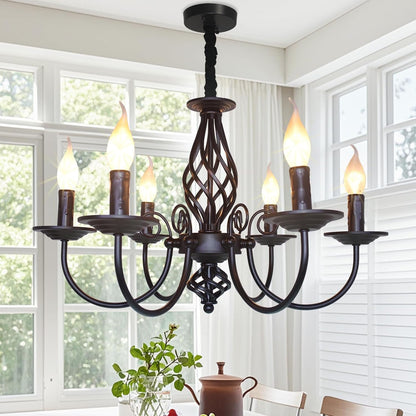 Black Chandelier, 6-Light Farmhouse Candle Light for Dining Room1
